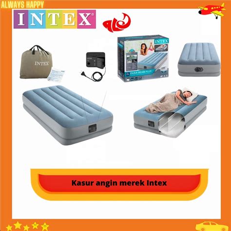 Jual Kasur Angin Intex Dura Beam Plus Fiber Tech Twin Built In