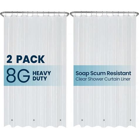 Liba Peva 8 Gauge Bathroom Shower Stall Curtain Liner 72 W X 72 H 8g Clear Heavyweight Non