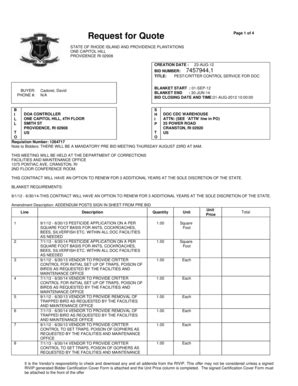 Fillable Online Purchasing Ri Request For Quote State Of Rhode Island