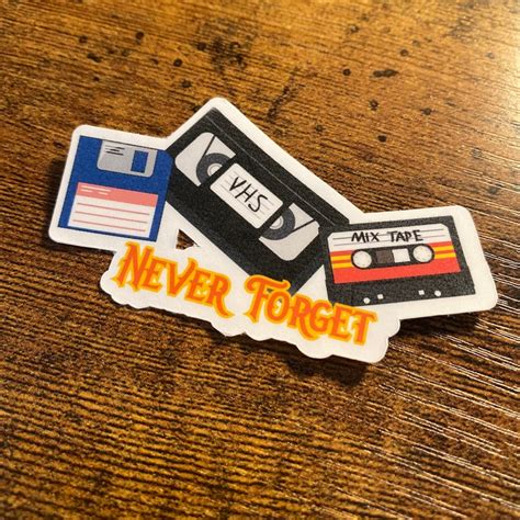 Vinyl Sticker 80s 90s Floppy Disk Vhs Cassette Never Forget Etsy