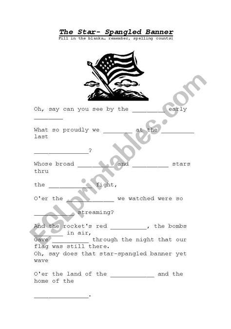 Star Spangled Banner Worksheets