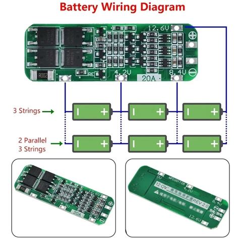 Плата защиты BMS-3S-20A 20A 12.6В для литий-ионных аккумуляторов купить ...