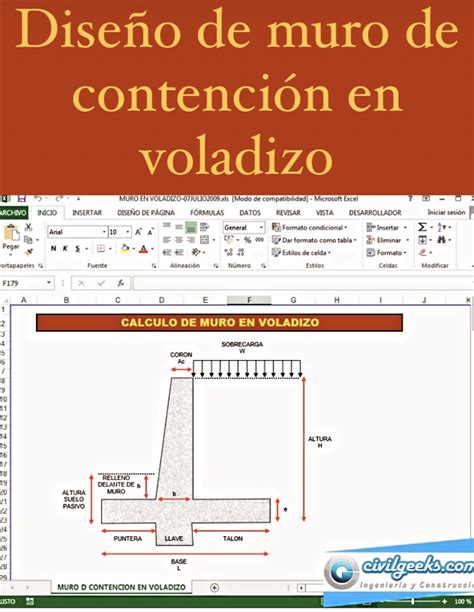 Hoja Excel Para Diseño De Muro De Contención En Voladizo En 2021 Diseño De