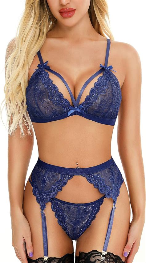 Foikiss Women Lingerie Set With Garter Belt Sexy Bra And Panty Set Lace