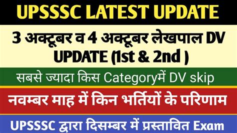 Up Lekhpal Dv Latest Update Today Up Lower Pcs Upsssc Latest