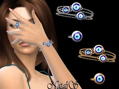 NataliS Evil Eye Bracelets Left With Ring Evil Eye Bracelet Sims 4