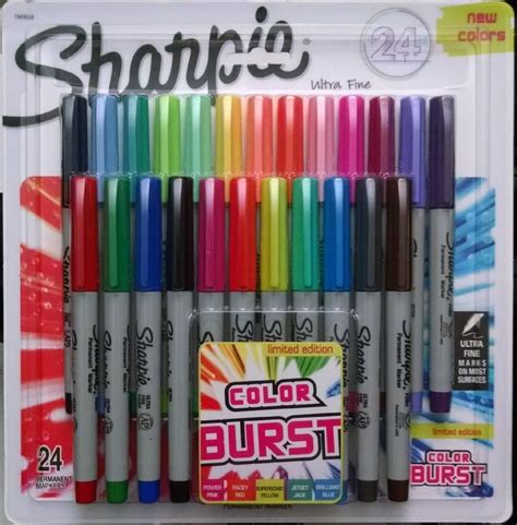 Sharpie Color Burst Permanent Markers Ultra Fine Point Assorted 24 Pack 1949558 Sharpie