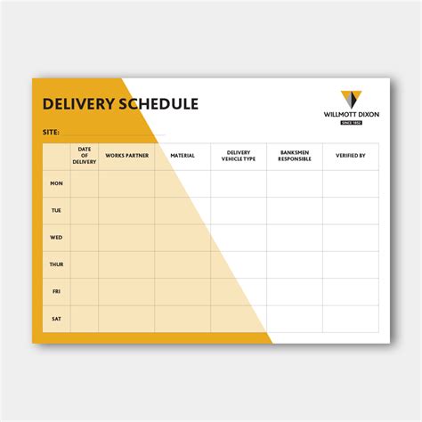 Delivery Schedule Template