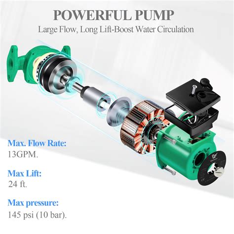 Snapklik AB V Circulation Pump W GPM Hot Water Recirculating Pump Speed