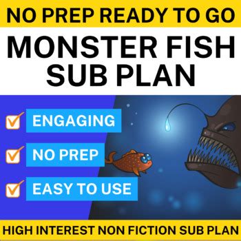 Emergency Science Sub Plan Reading Comprehension Passage Monster Fish