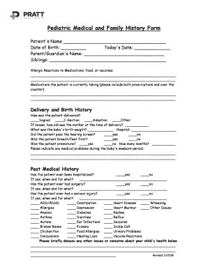 Pediatric Health History Form Fill Online Printable Fillable Blank