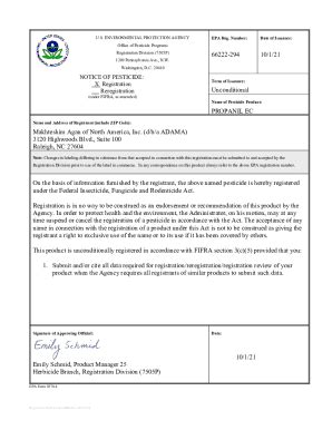 Fillable Online US EPA Pesticide Product Label Propanil EC 10 01 2021