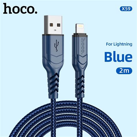 HOCO X59 Cable USB To Lighting Anti Bending 2M Blue