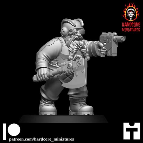 3D Printable Space Dwarf Officer Modular Set 6 By Hardcore Miniatures