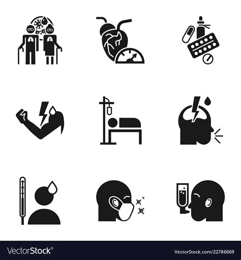 Pneumonia Icon Set Simple Style Royalty Free Vector Image