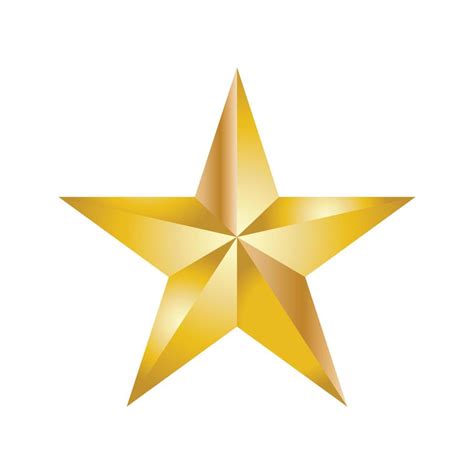 Golden Christmas Star Isolated On White Background Realistic Vector