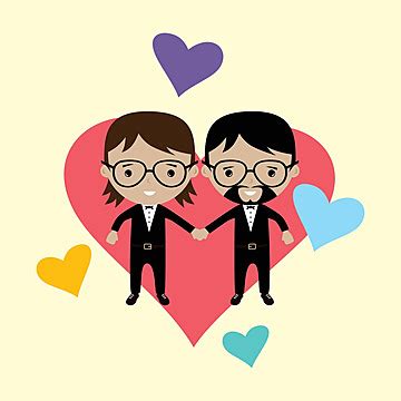 Adorable Gay Spouse Groom Lovely Cartoon Marriage Vector Art Gentleman Cute Vector Vector Art