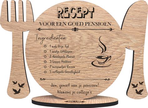 Recept Pensioen Gepersonaliseerde Houten Wenskaart Kaart Van Hout