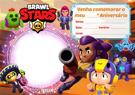 Convite de aniversário Brawl Stars para preencher baixe grátis