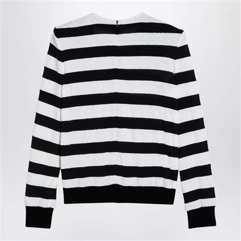 Balmain Black/White Striped Jersey With Epaulettes And Buttons | Balardi