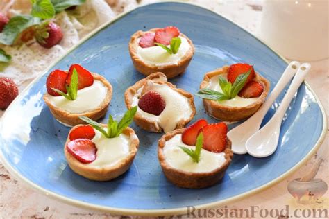 Рецепт: Песочные тарталетки с кремом из сливок и белого шоколада на ...