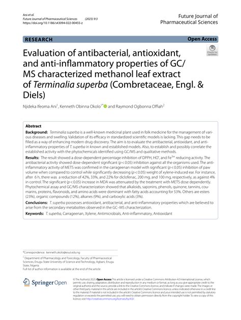 Pdf Evaluation Of Antibacterial Antioxidant And Anti Inflammatory