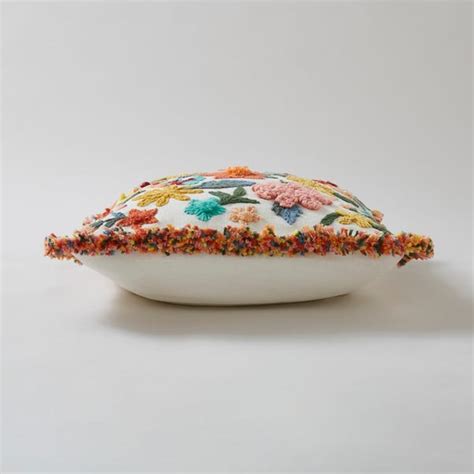 Embroidered Floral Chenille Cushion Cover | Dunelm