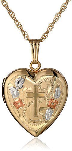 14k Yellow Gold Filled Engraved Cross Heart Locket 18 For More