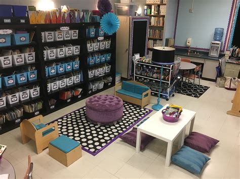 Purple Black Teal Class Decor Classroom Library Flexible Seating Classroom Organization