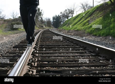 Young Boy Walking Train Tracks Hi Res Stock Photography And Images Alamy