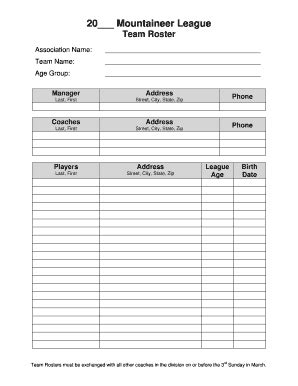 18 Printable Baseball Roster Template Forms - Fillable Samples in PDF ...