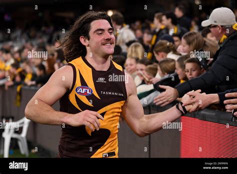 melbourne australia  aug  jai newcombe   hawks reacts