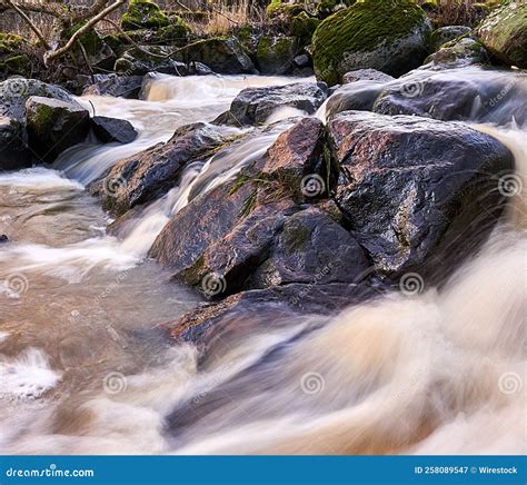 Beautiful Foamy River Flowing Down On Rocks Stock Image Image Of