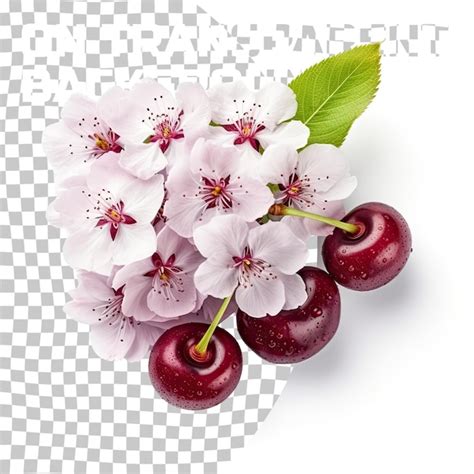 Fruto De Cereja Belas Flores Isolado Em Fundo Transparente PSD