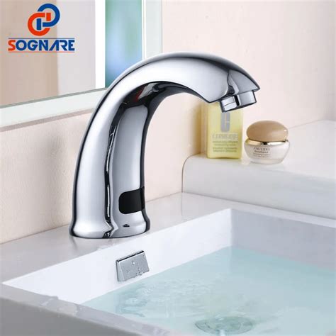 SOGNARE Solid Brass Bathroom Automatic Touch Free Sensor Faucets Deck Mounted Hot Cold Water