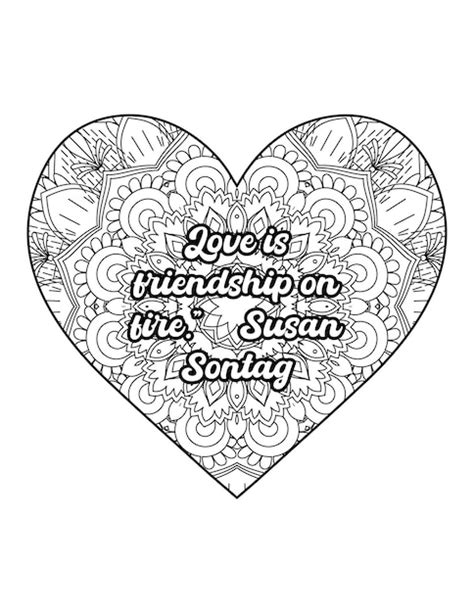 Premium Vector | Romantic coloring page for adults. motivational quotes ...