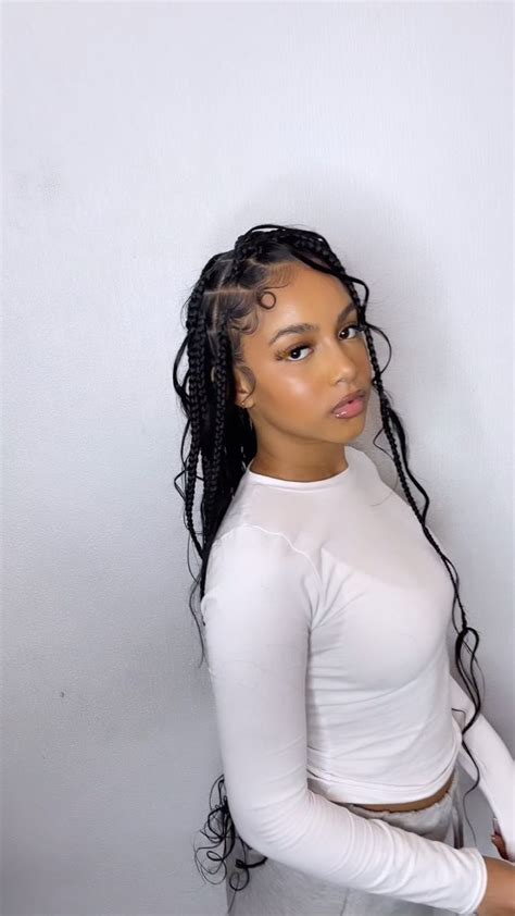 Bohemian Knotless Braids With Human Hair Curls Girls Hairstyles