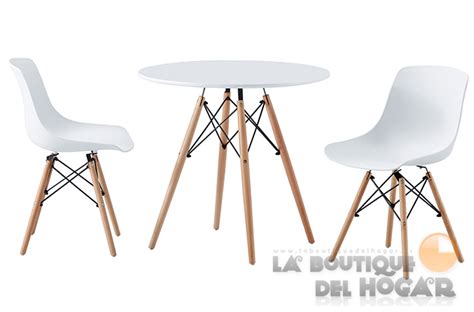 Mesa De Comedor Redonda Fija Con Patas En Madera De Haya Y Tablero DM