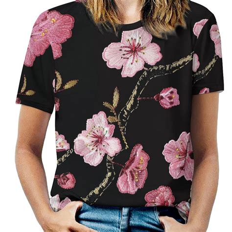 Dnagsbbsn Flowers Full Print Graphic T Shirts Short Sleeve Crew