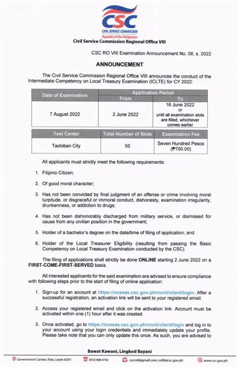 Civil Service Commission Region Viii Official Notice