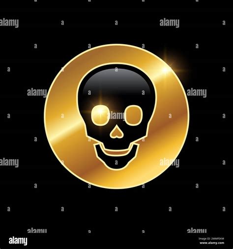 Golden Luxury Skull Vector Sign In Black Background With Gold Shine