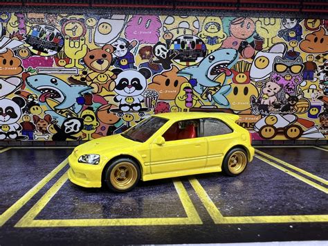 Custom Made Yellow Honda Civic Type R Hot Wheels Gold Wheels Wheels Swap Real Rides Rubber