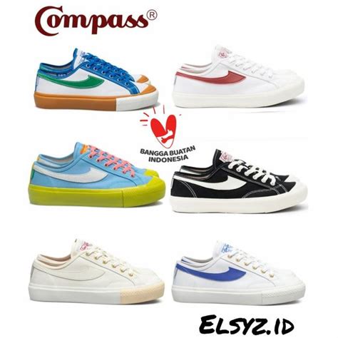 Jual Sepatu Compass Gazelle Low Black White Shopee Indonesia