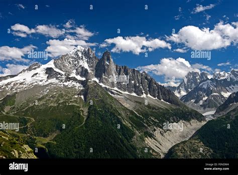 Aiguille Verte Peak And Aiguille Du Dru Chamonix Savoie Alps Haute