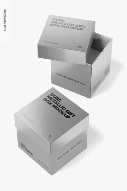 Premium Psd Cube Metallic T Boxes Mockup Perspective 02