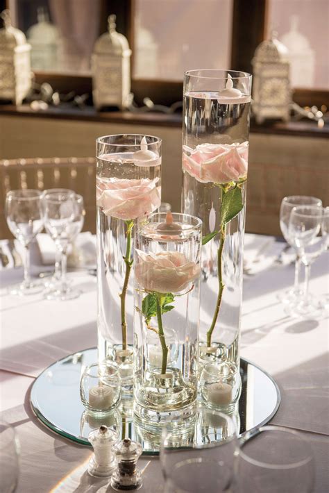 These Glass Mirror And Rose Table Centres Scream Contemporary Romance From Loui Wedding