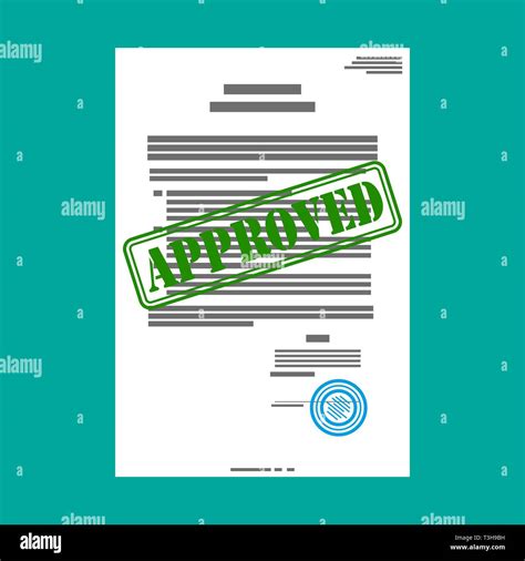 Approved Paper Document Green Approved Stamp Vector Illustration In