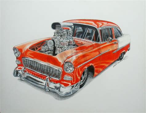 Orange Race Car By N E Thompson Original Full Color Illustration