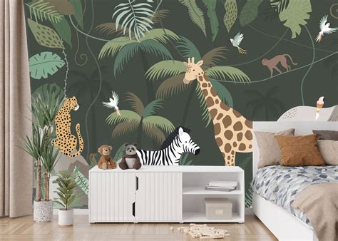 Papier Peint Jungle Tropicale Panoramique Enfant Babywall