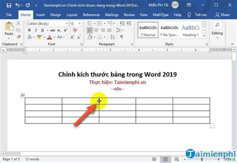 Cách chỉnh kích thước bảng trong Word 2019 vnedulink